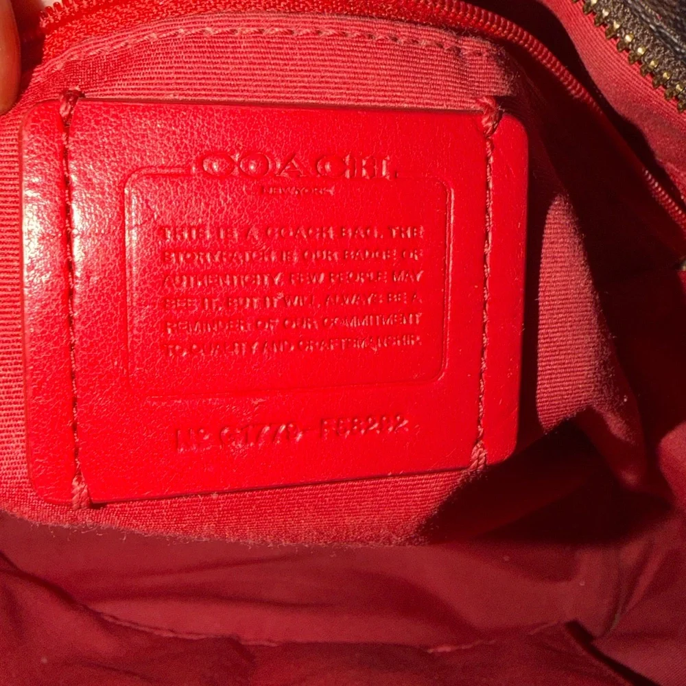 Coach City Zip Tote F58292 Signature Canvas Brown Raspberry Rouge Trim - Picture 3 of 7